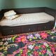 Tapis en laine tissé à la main, fond noir avec fleurs colorées