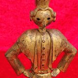 Pair of gilded beaten iron sculpture lamps attributed to Gilbert Poillerat