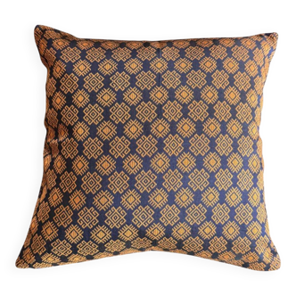 Navy blue and orange Kachin cushion cover (RIDA)