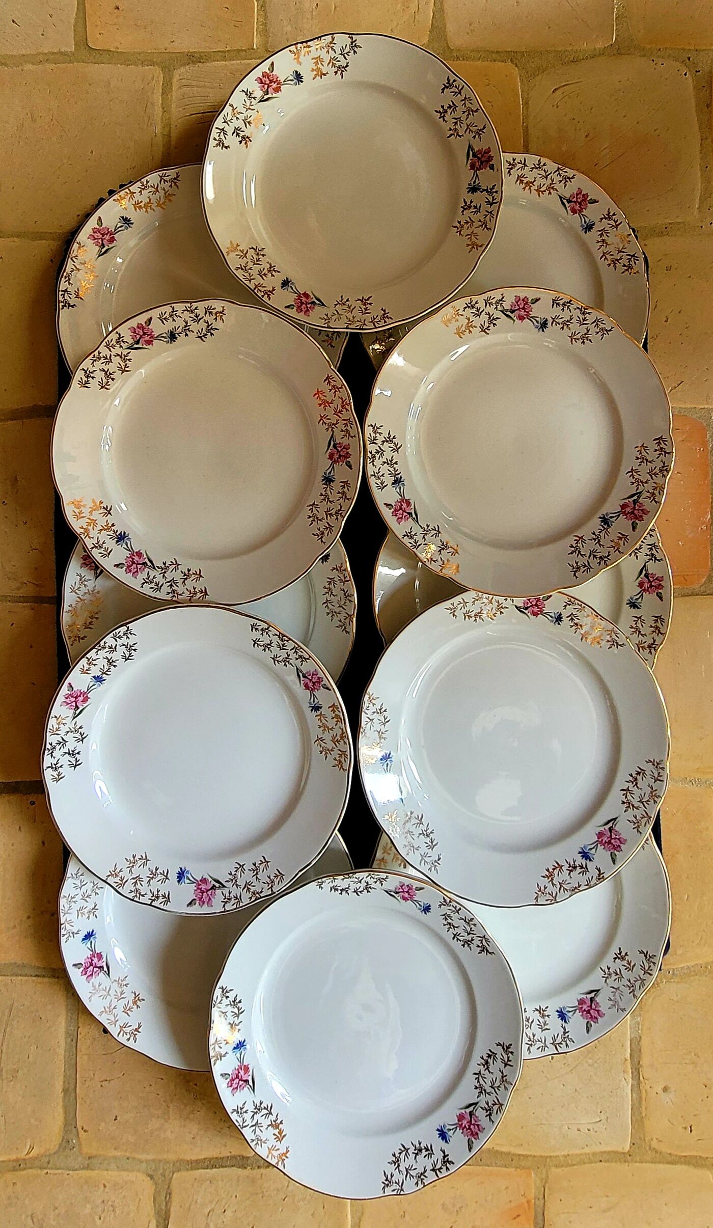 Vintage flat plates decorated with Sarreguemines flowers