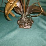 Bronze lamp with arum flowers
