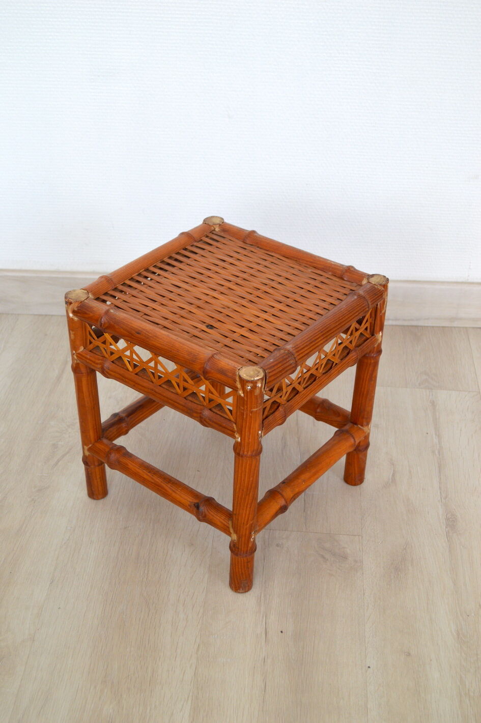 Wood and wicker coffee table