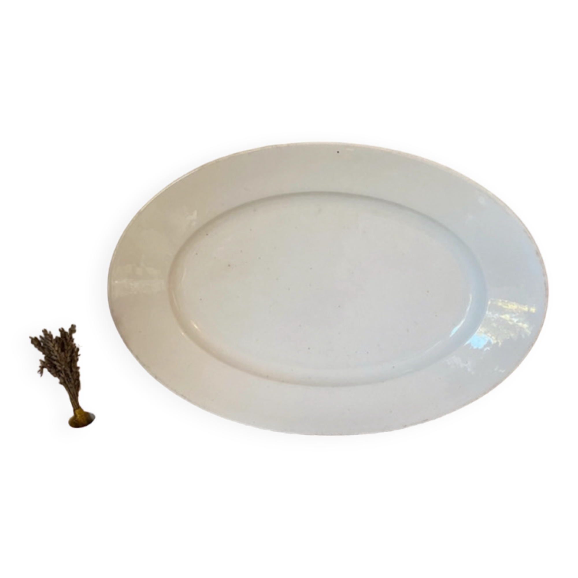 Large oval white earthenware dish