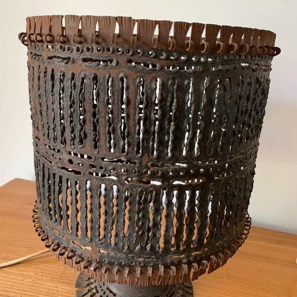 Openwork metal lamp