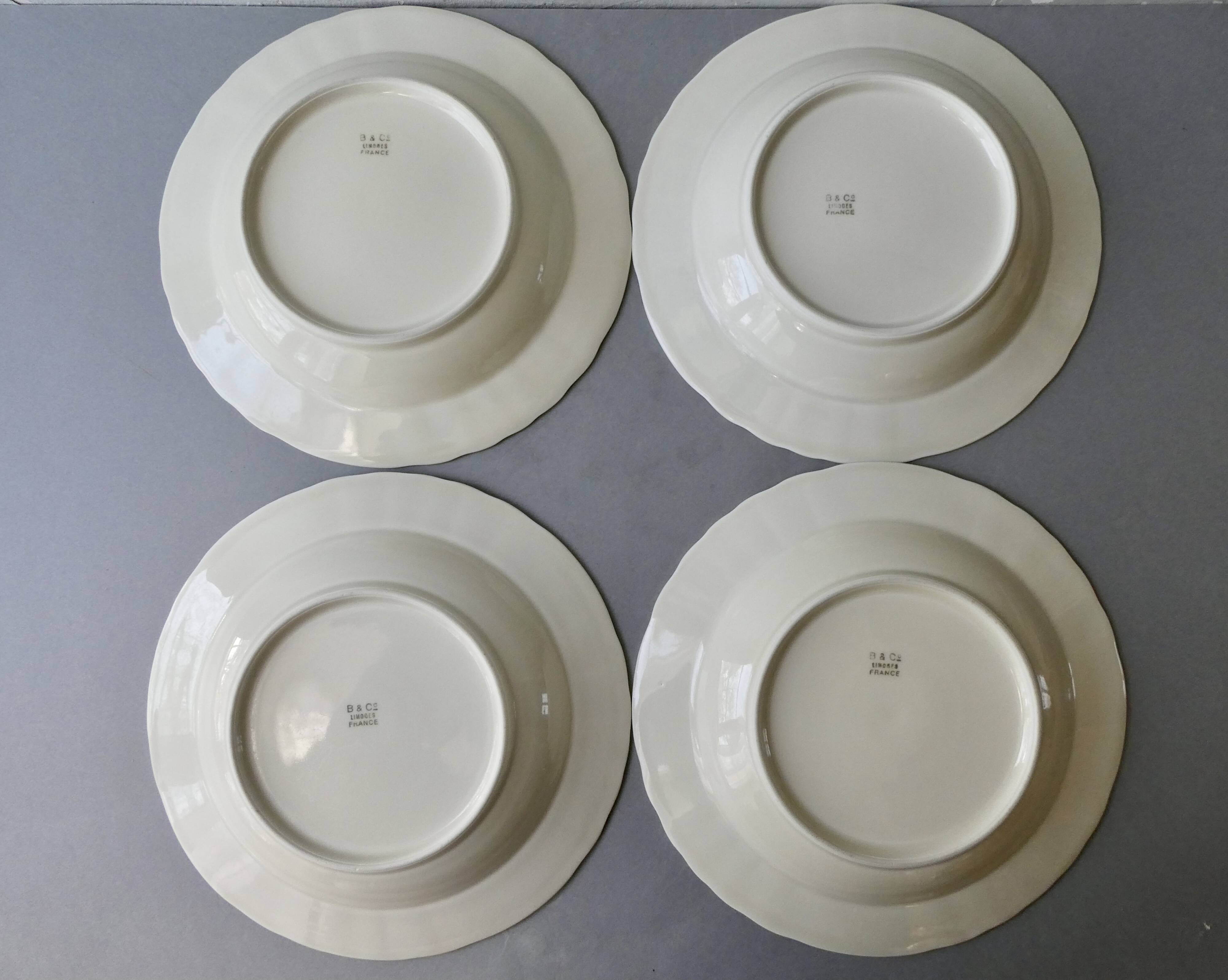 4 soup plates Bernardaud B&Co Limoges France