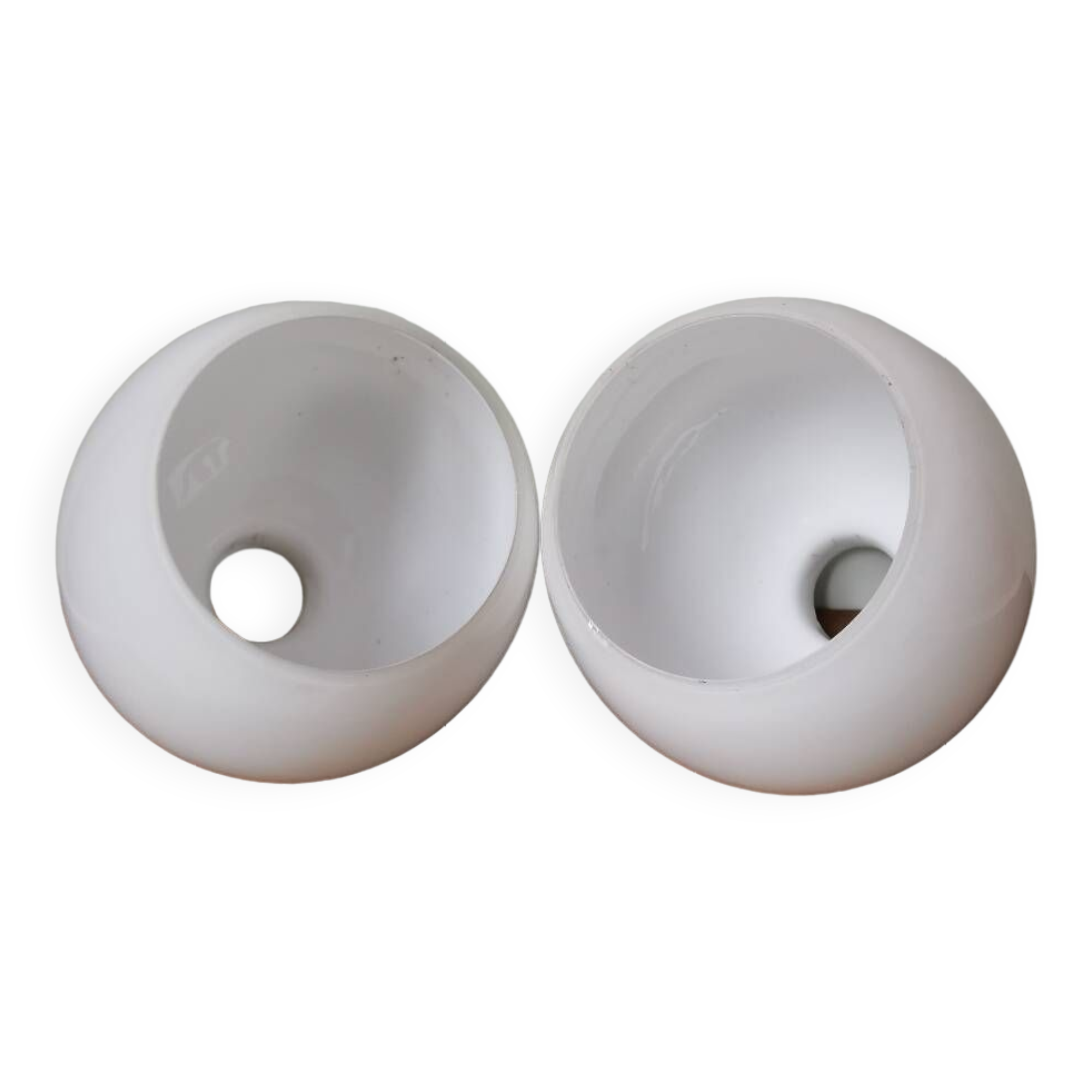 Set of 2 vintage white opaline lamp globe ball pendant lamp