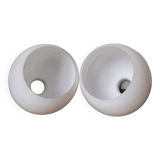 Set of 2 vintage white opaline lamp globe ball pendant lamp