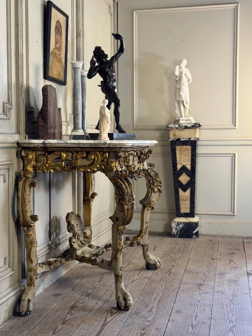 Painted and gilded wooden console, Italy, 18th century.