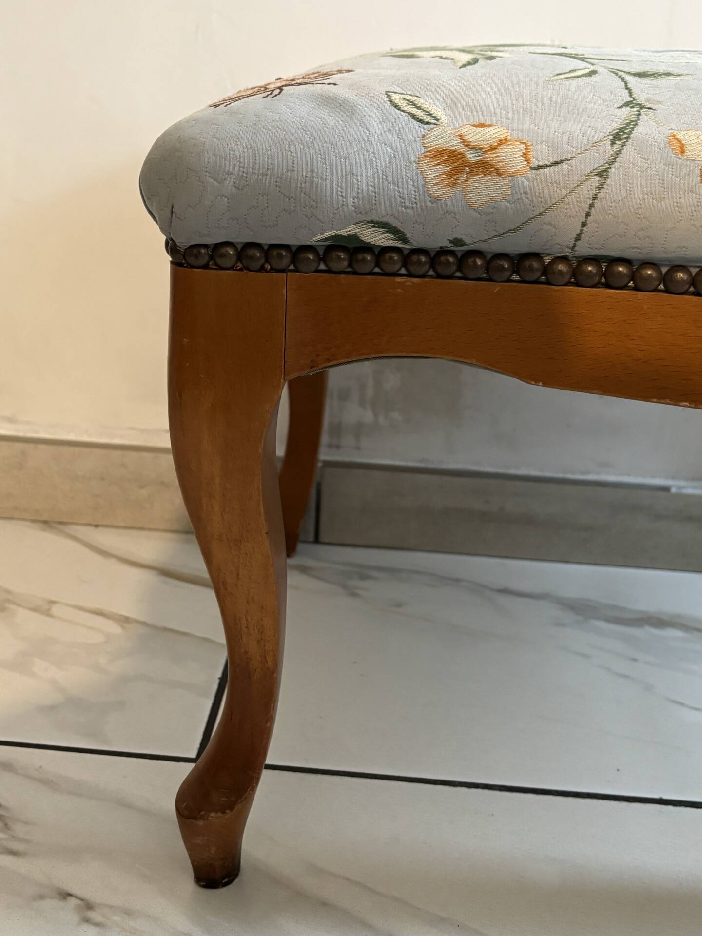 Louis XV style footstool with floral pattern