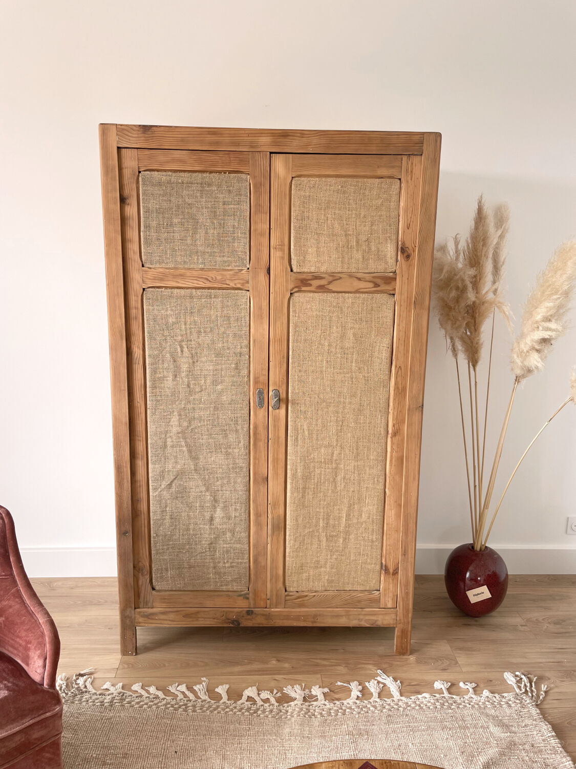 Wardrobe Parisian vintage raw wood bohemian