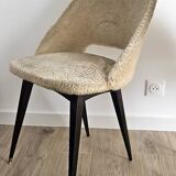 Vintage barrel chair pair – boucle fabric and brass splayed legs