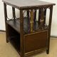 Small vintage wood and rattan bookcase shelf