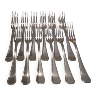 12 silver-plated table forks by Christofle America