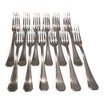 12 fourchettes de table métal argenté orfèvre Christofle America