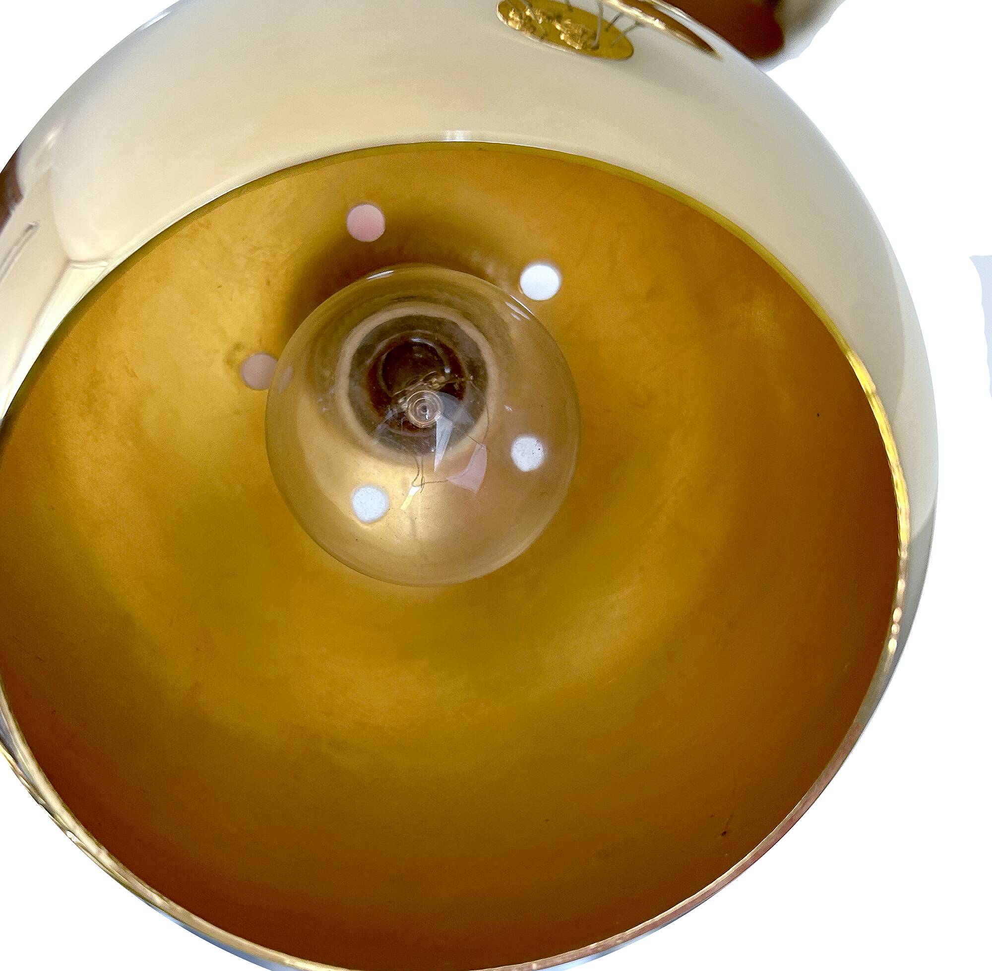 Large vintage pendant lamp gilded with fine gold