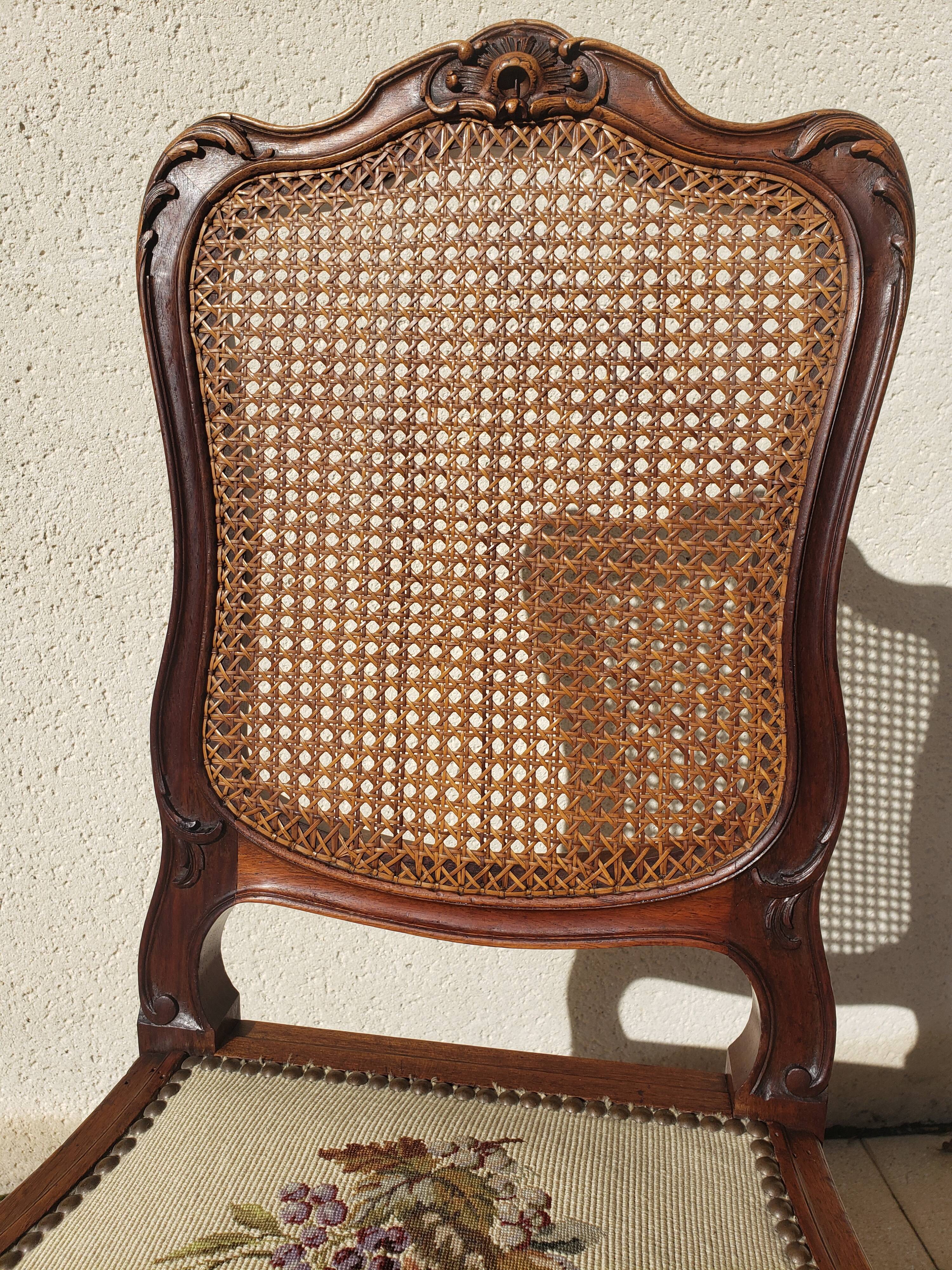 Antique Louis XV style walnut chair