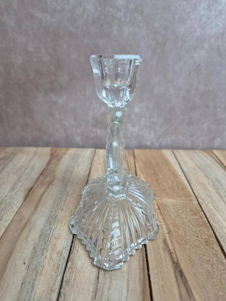 Antique pressed glass candlestick – Art Deco design