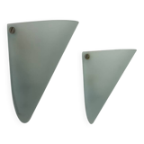 Pair of vintage wall lights, sandblasted glass, France 1970