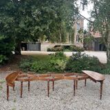 Half moon table forming walnut dining room table with 19th century period system