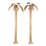 Pair of large “coconut/palm tree” rattan wall lights