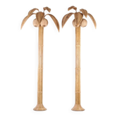Paire de grandes appliques « cocotier/palmier » en rotin