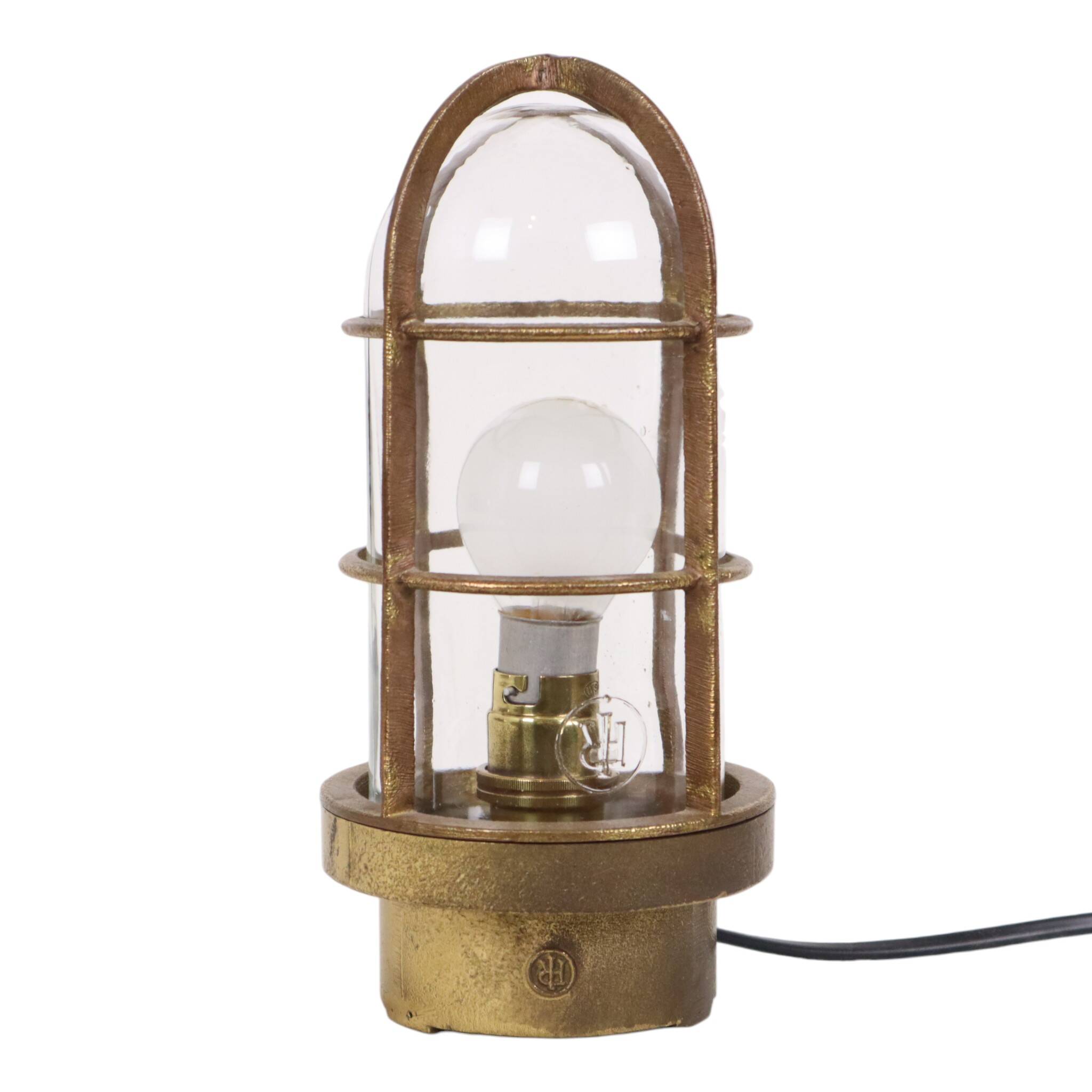 Old Industrial Brass Ship's Lamp Cage Lamp Rotterdam