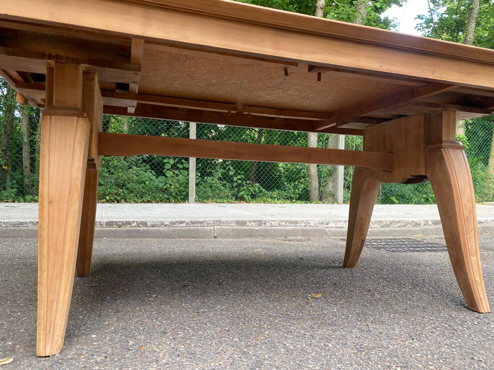 Renovated 1950s wooden Art Deco extendable dining table.