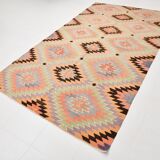 6x10 Green & Light Orange Tribal Large Kilim Area Rug, 176x301Cm