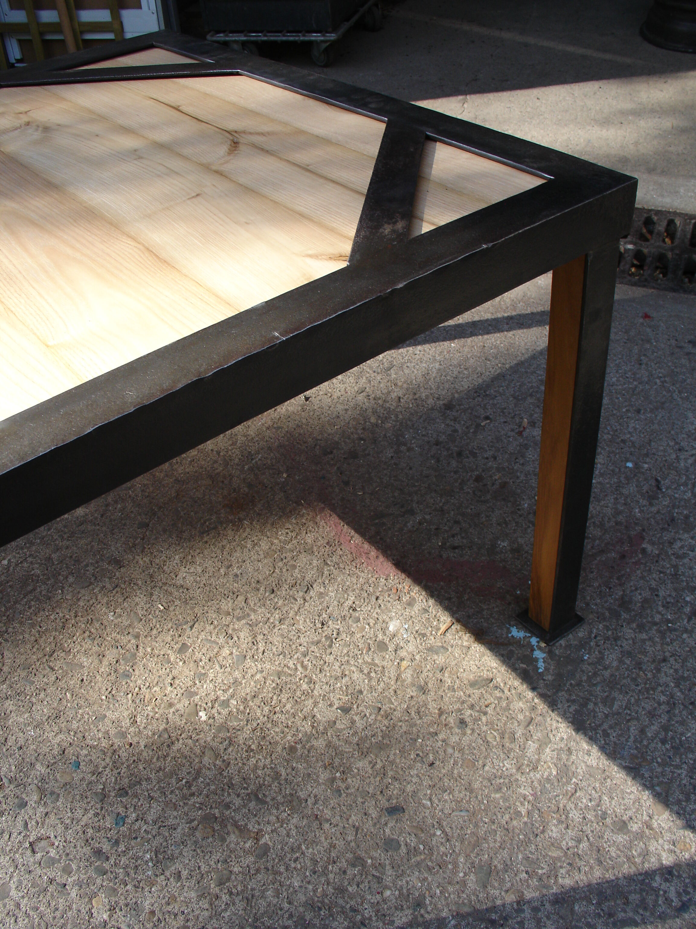 Industrial-style steel and wood coffee table or side table