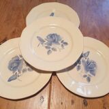 Set 4 flat plates Digoin blue flower