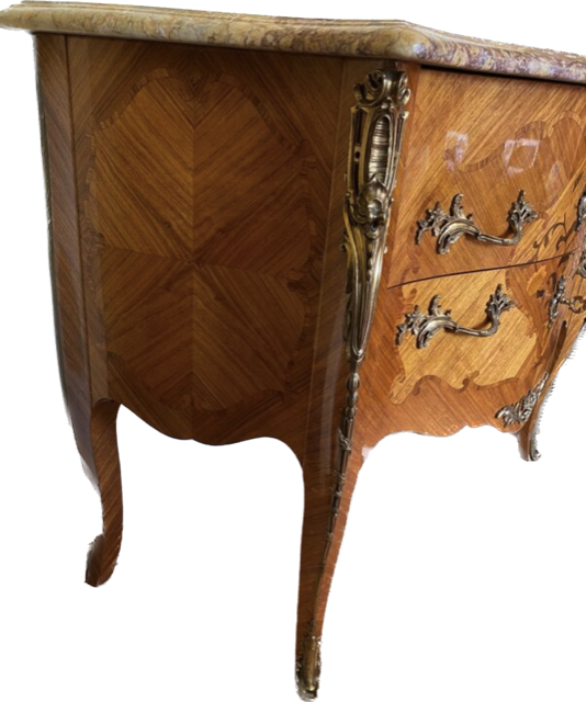 Old chest of drawers marquetry Louis XV style