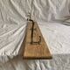Vintage wooden wall coat rack - 3 chrome metal hooks