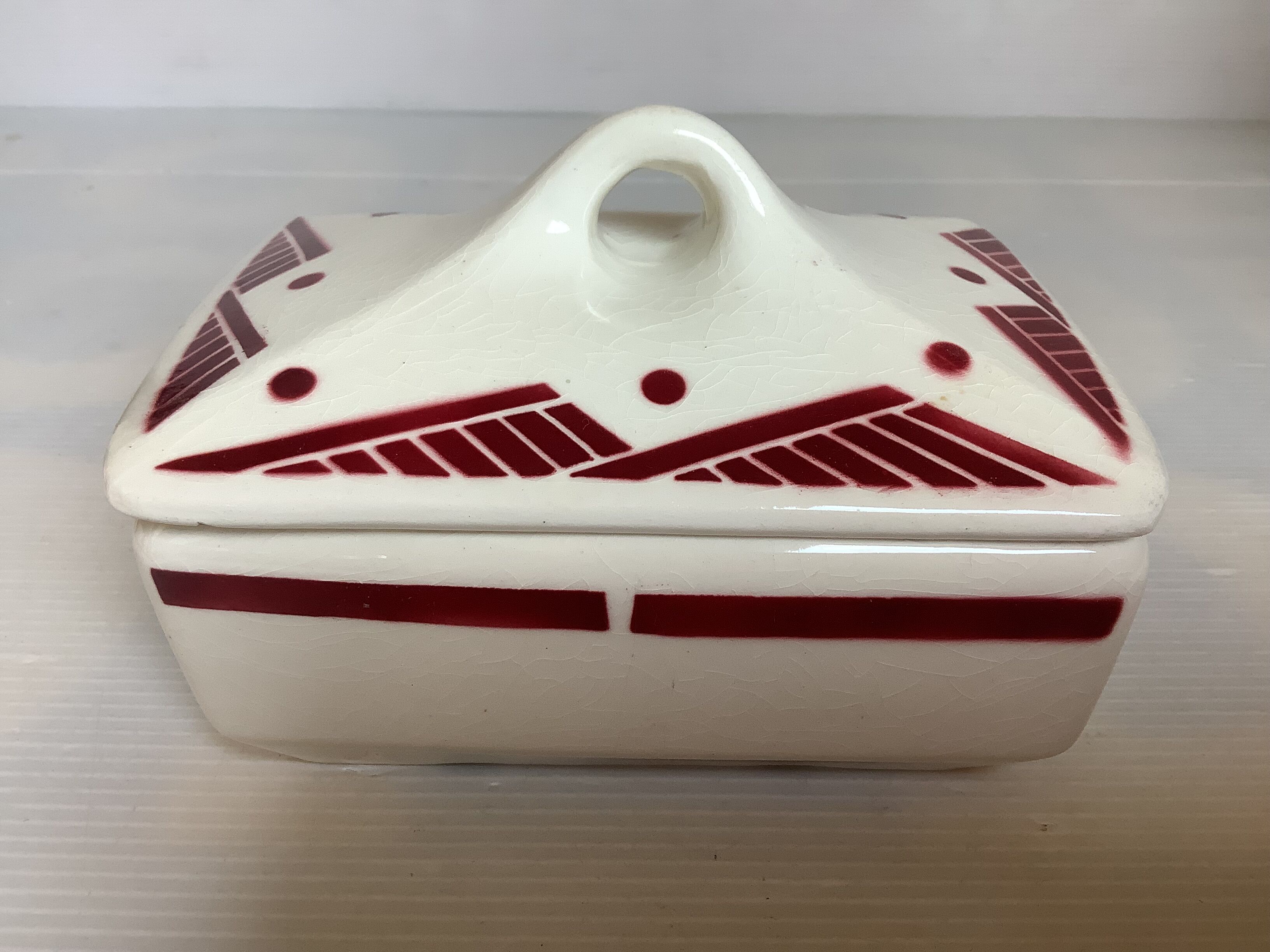 Burgundy geometric patterned catchall tray