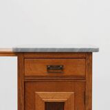 Rare pair of Art Nouveau nightstands with copper plaquette by Geo Verbanck,