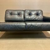 Sofa 5 places modular black leather design 1960