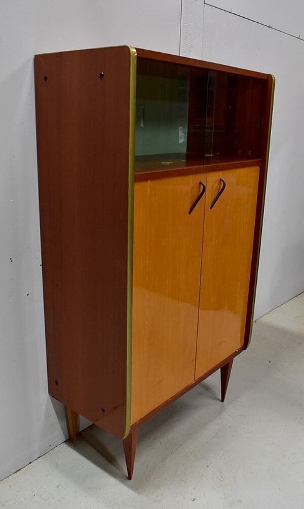 Meuble vintage en acajou blond et frêne clair 1950