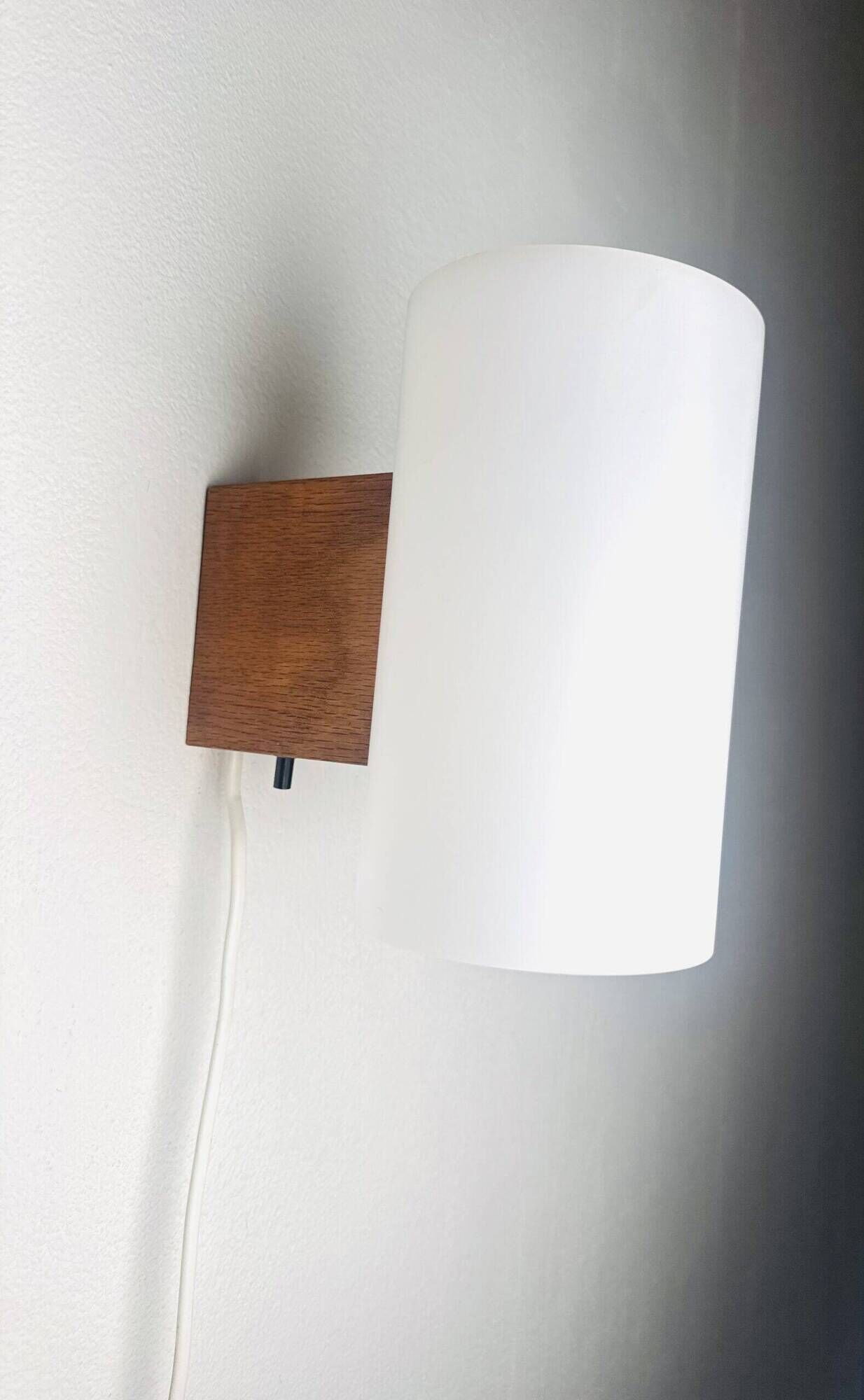 Cylindrical Beech Wood Wall Lamp Uno & Östen Kristiansson For Luxus, Sweden 1960S