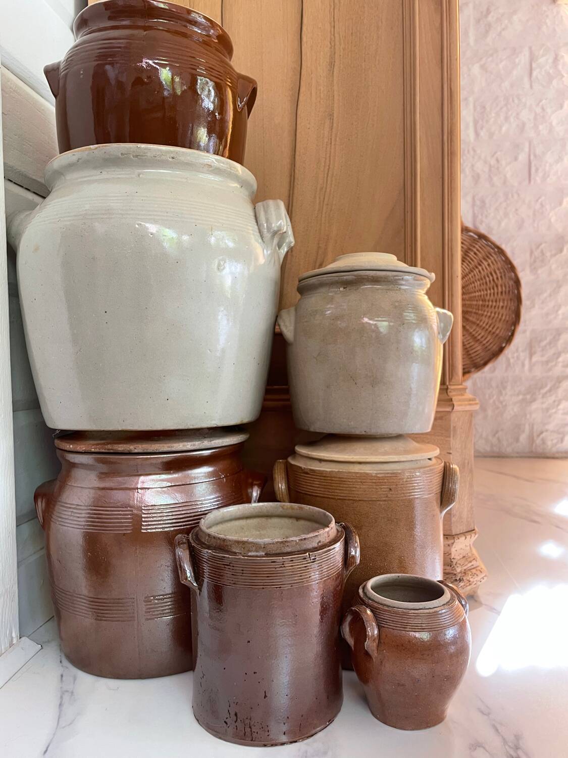 Old stoneware salt cellar