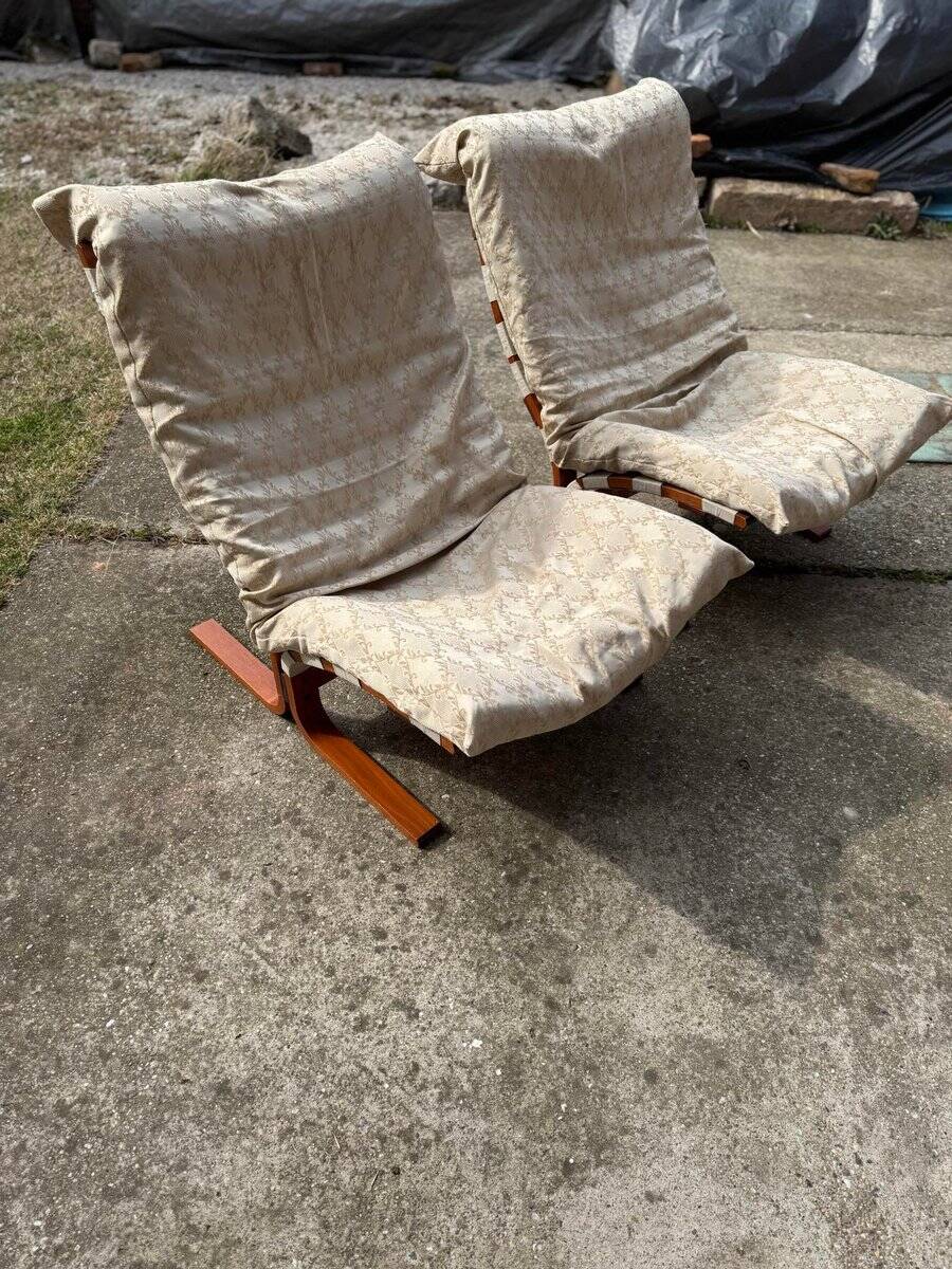 The Siesta chair set by Ingmar Relling 1965 — brown wood and beige fabric