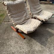The Siesta chair set by Ingmar Relling 1965 — brown wood and beige fabric