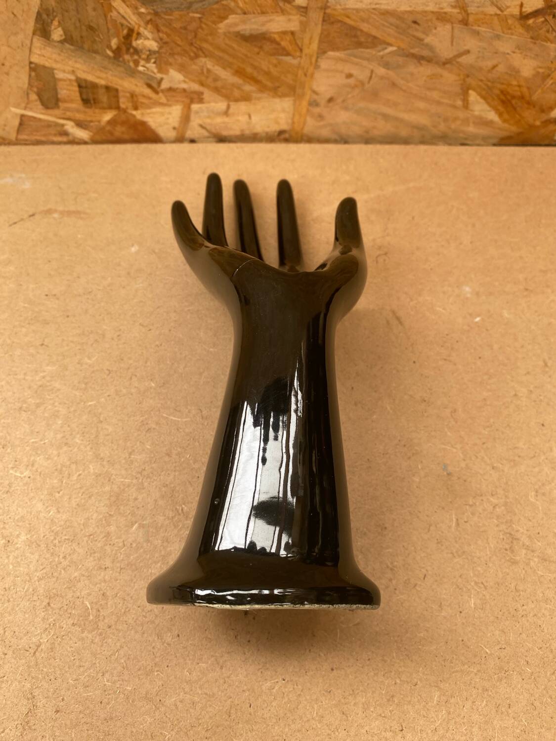 Antique Black Ceramic Hand Soliflore Ring Sizer Vintage Decoration
