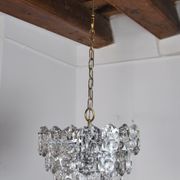 Golden Kinkeldey chandelier, cut glass, 3 levels, Germany, 1970
