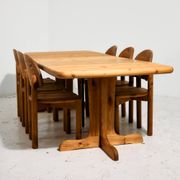 Pine dining set by Rainer Daumiller for Hirtshals Savvaerk, set of 7