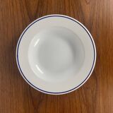 Set of 6 Sarreguemines soup plates, blue border