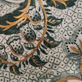 Creil et Montereau cup and saucer green and gold floral pattern
