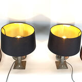 Pair of brutalist table lamps, 1970s