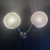 Applique murale double et globe en verre ciselé pointe de diamant, 1960