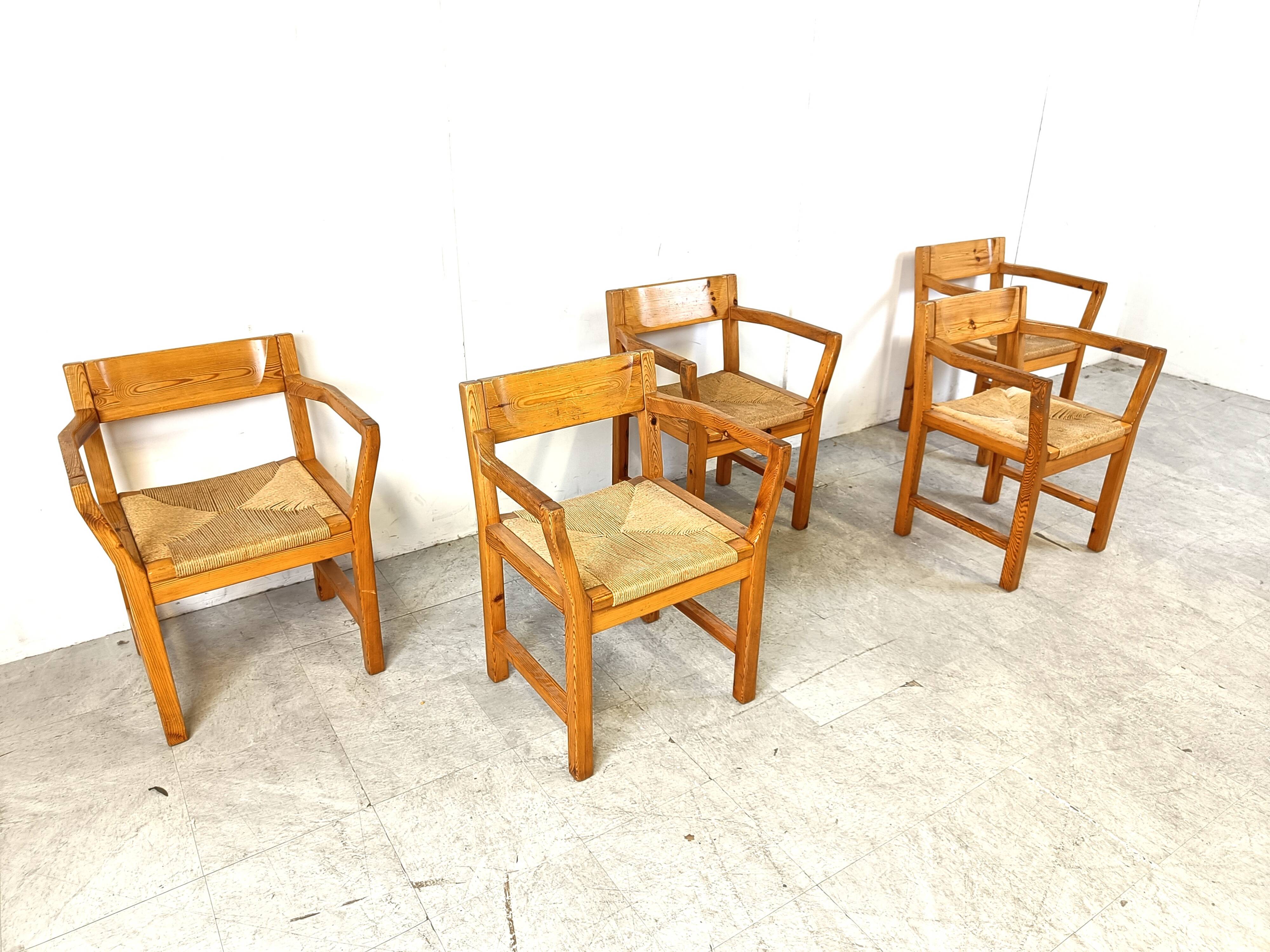Vintage scandinavian pine wood dining chairs, 1960s by GM Mobler