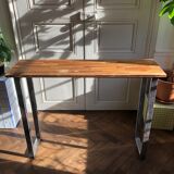 Console in solid acacia and steel legs