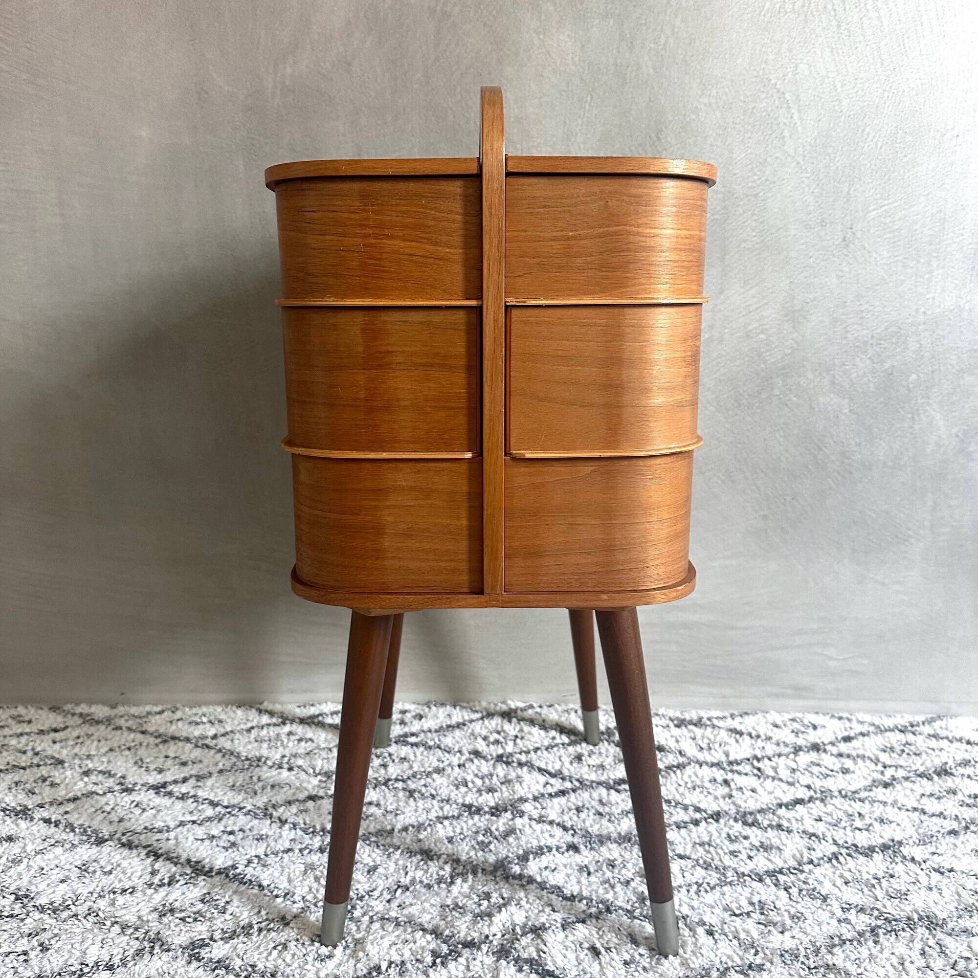 Mid Century sewing box, sewing table, side table, Danish Design, Vintage 60's